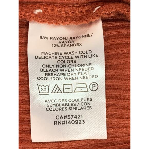 Small Loft Womens Ribbed Orange Crop Tank Top Shirt Rust Orange - Picture 7 of 7